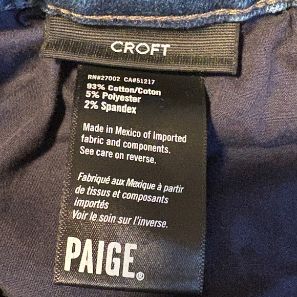 Paige Mens Croft Jeans Size 36 Blue Skinny Fit Denim Pants - Picture 9 of 10